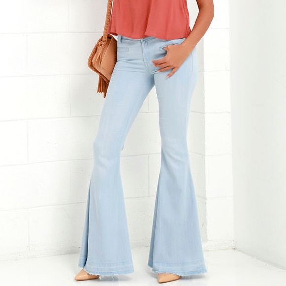 light blue flare pants